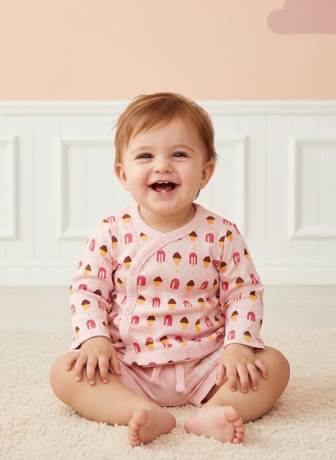 Bontots Infant Girls Printed Organic Cotton Jhabla - Image 1